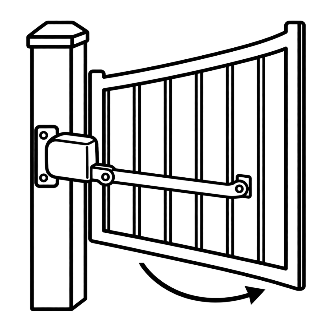 Line illustration of an automated swing gate motor